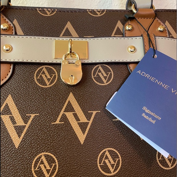 Adrienne Vittadini Beautiful Brown & Tan Satchel NWT - Picture 3 of 16